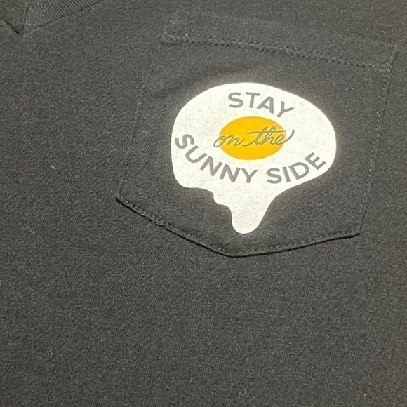 FOREVER 21 Womens Black Solid V-Neck Graphic T-shirt with pocket Small Cotton - Picture 10 of 16